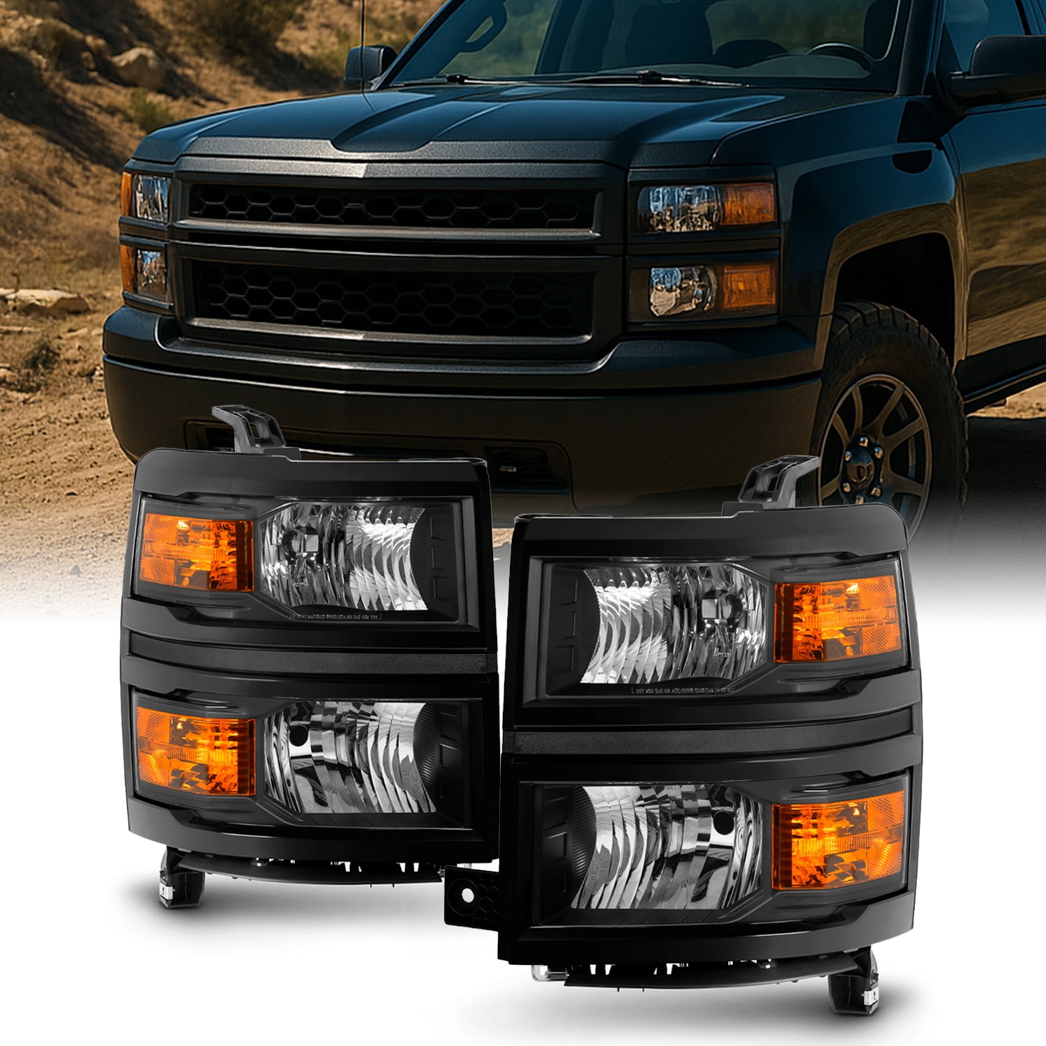 Chevy Shayan AKKON Headlight Lamp Assembly for 2014-2015 Chevy Silverado 1500 Pickup ...
