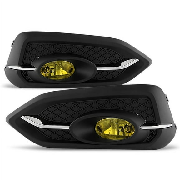 AKKON - For 2014 2015 Honda Civic 2DR Coupe Yellow Lens Bumper Driving Fog Light W/ Switch + Bulbs