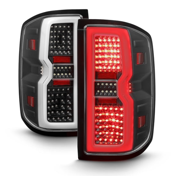 AKKON - For 2014-2019 Chevy Silverado | GMC Sierra LED Light Bar Black Housing Tail Lights Lamps - Pair