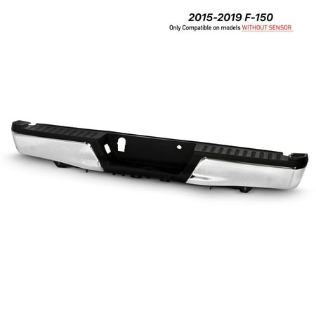 AKKON - For 2015-2019 Ford F150 Standard/ Styleside Bed Rear Bumper +Step Pads +Brackets Lights Set [No Sensor Hole & Hitch]