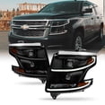 thumbnail image 1 of AKKON - For 2015-2020 Chevy Suburban Tahoe Halogen Type Models Black Smoked LED DRL Projector Headlights, 1 of 7