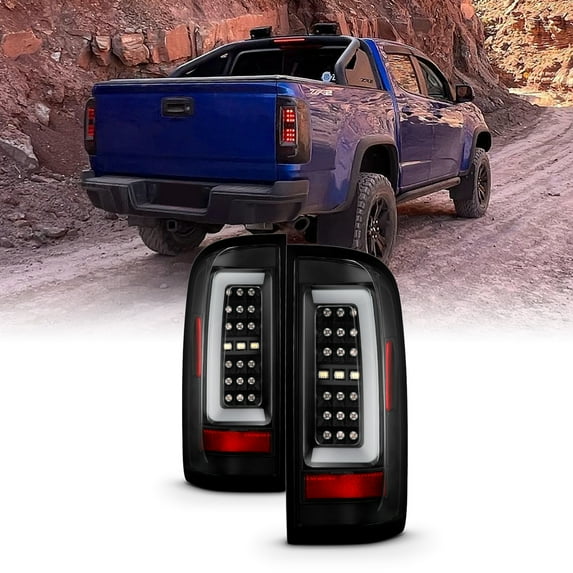 AKKON - For 2015-2022 Chevy Colorado / GMC Canyon Full LED Daytime Running Lamp Bar Tail Lights Black Housing Clear Lens Full Set
