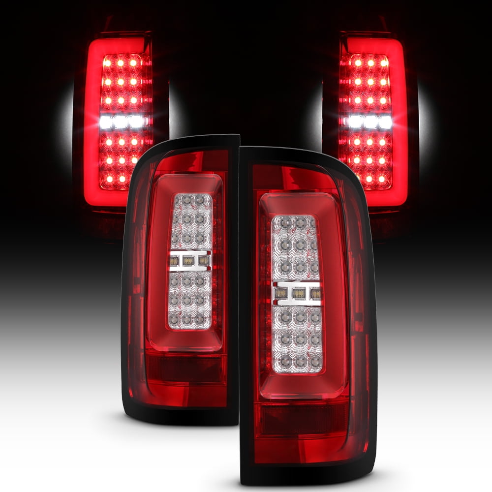 AKKON - For 2015-2022 Chevy Colorado / GMC Canyon Full LED Daytime Running Lamp Bar Tail Lights Chrome Housing Red Clear Lens Full Set
