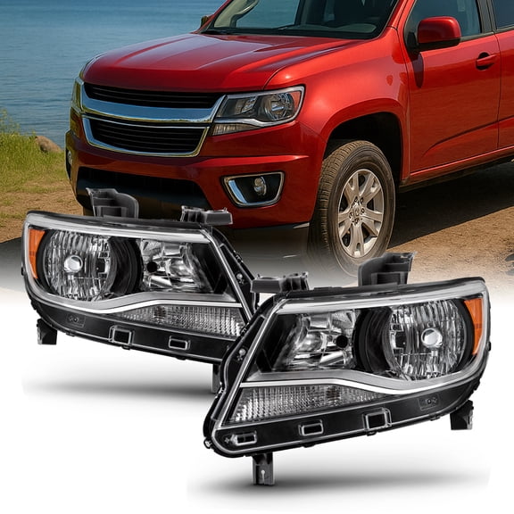 AKKON - For 2015-2022 Chevy Colorado Halogen Models Left+Right Side Headlights Headlamp Pair