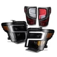 thumbnail image 1 of AKKON - For 2016-2021 Nissan Titan LED Switchback Headlights + Light Tube Tail Lights Black Assembly Set, 1 of 7