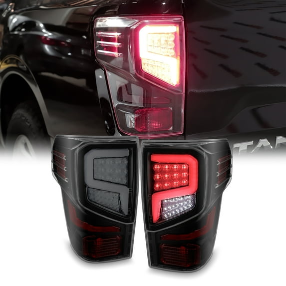 AKKON - For 2016-2021 Nissan Titan Light Tube Premium Tail Lamps Assemblies - Black Smoke Housing