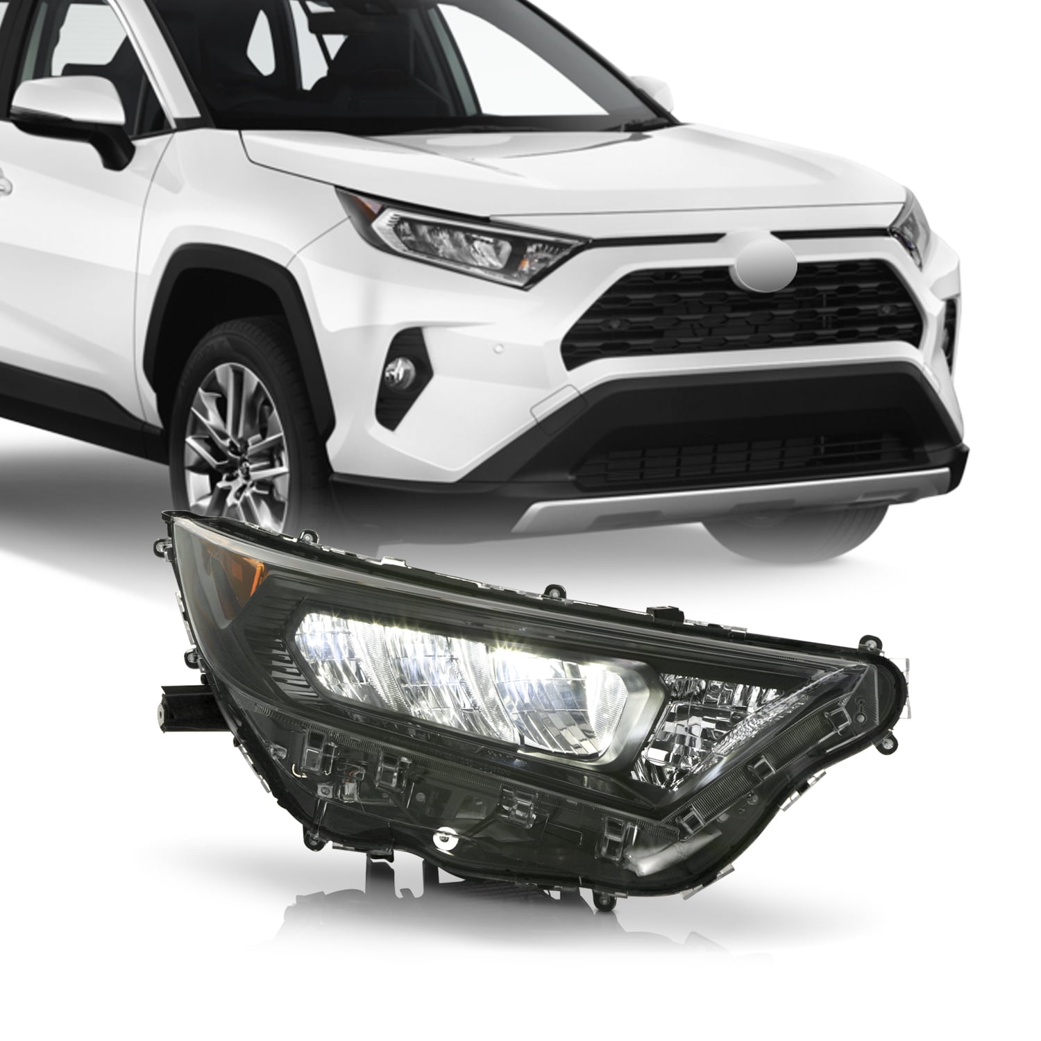 AKKON For 20192021 Toyota RAV4 OE Black Bezel LED Headlights Housing