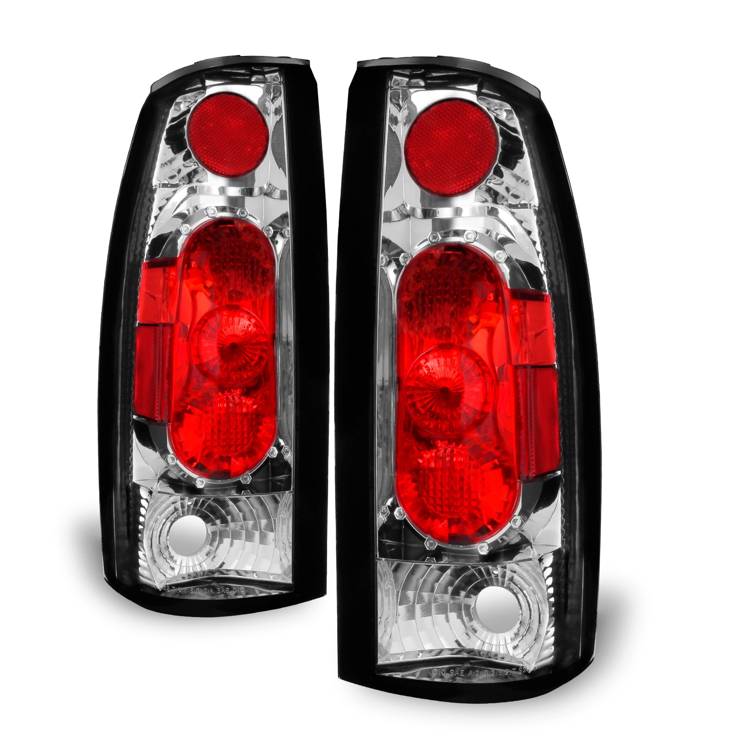 AKKON - For 88-98 C/K Series Sierra Silverado Tahoe Suburban Blazer Chrome Housing Tail Brake Lights Assembly