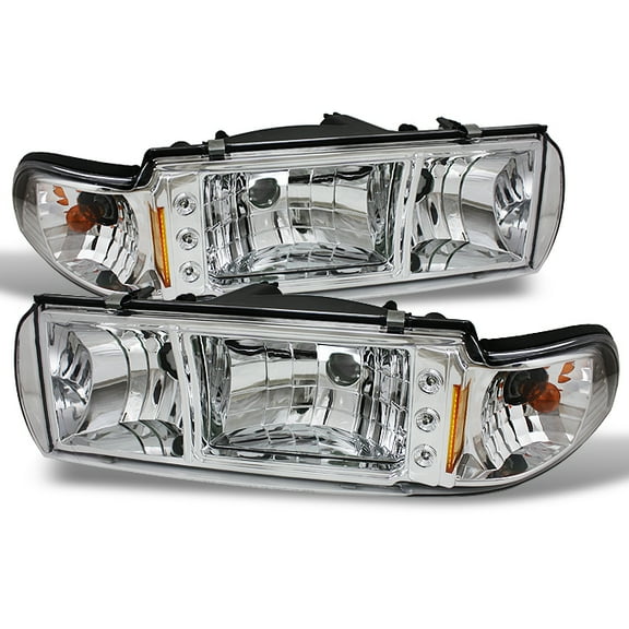 AKKON - For 91-96 Chevy Impala Caprice Replacement Clear 1 Piece LED Headlights/Corner Signal Lamps Left + Right
