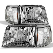 AKKON - For 93-97 Ford Ranger Pickup Truck Chrome Clear Headlights Replacement   Corner Signal Light Lamps Set