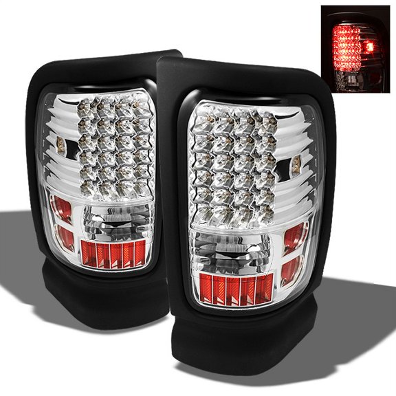 AKKON - For 94-01 Ram 1500 94-02 Ram 2500 3500 Pickup Truck Chrome LED Tail Lights Brake Lamps Replacement Pair