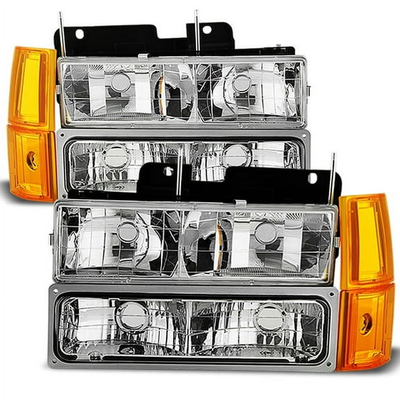 AKKON - For 94-99 GMC Full Size Pickup Truck Suburban Sierra Headlights w/Corner + Bumper Signal Lamps 8pcs Set