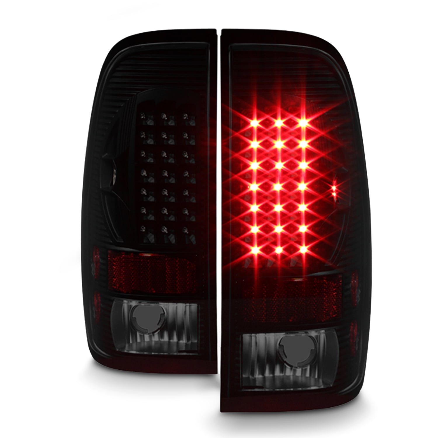 AKKON - For 97-03 Ford F150 F-150 Pickup Truck Styleside Model Black Smoke LED Tail Lights Brake Lamps Pair