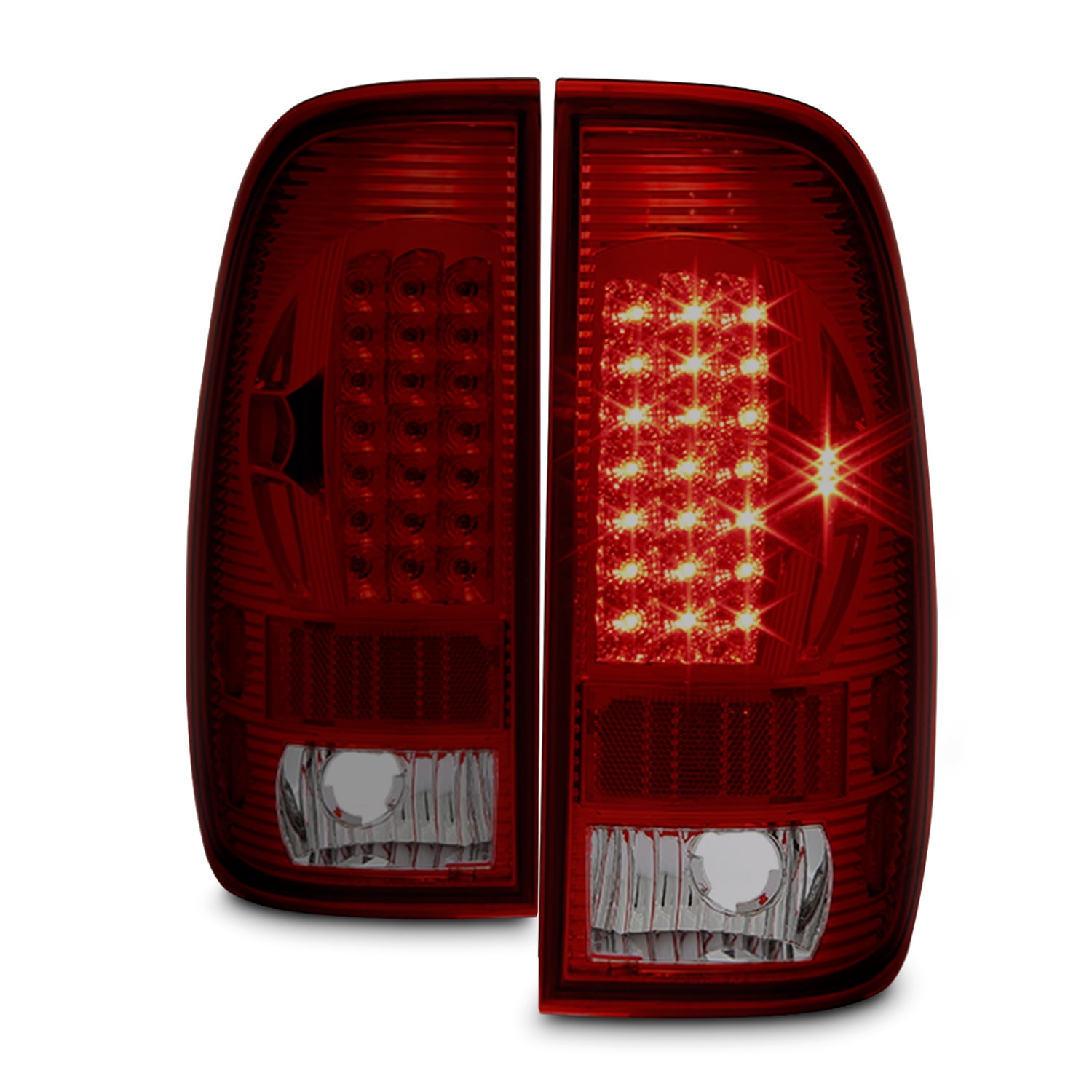 AKKON - For 97-03 Ford F150 F-150 Pickup Truck Styleside Model Red Smoke LED Tail Lights Brake Lamps Pair Pair