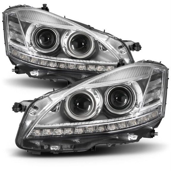 AKKON - For [AFS MODEL ONLY] 07-09 Mercedes Benz W221 S-Class LED DRL + Turn Signal Chrome Clear Projector Headlight