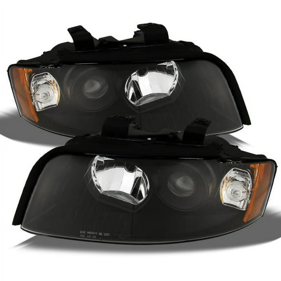 AKKON - For Audi A4/S4 OE Replacement Black Bezel Halogen Type Projector Headlights Driver/Passenger HeadLamps