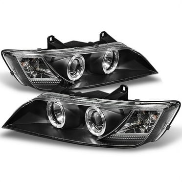 AKKON - For BMW E37 Z3 Coupe Halogen Type Black Bezel Dual Halo Ring Projector Headlights Lamps Replacement Set