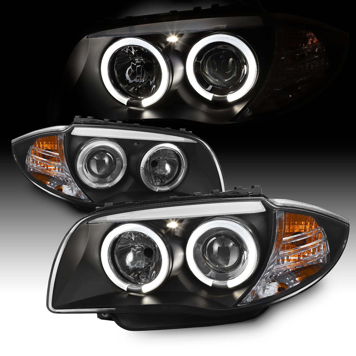 OEMASSIVE Black Halo Projector LED Headlights Pair For BMW Z4 E85 Coupe 03-08
