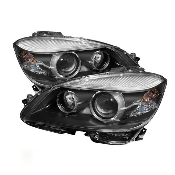 AKKON - For Benz W204 C-Class Sedan Black Bezel Xenon HID Type AFS Feature Projector Headlights Replacement Pair