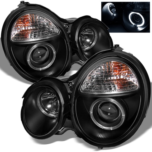 AKKON - For Benz W210 E-Class Black Bazel Dual LED Projector Halogen Type Projector Headlights lamps