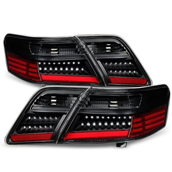 AKKON - For Black 2007 2008 2009 Toyota Camry LED Tail Lights Brake Lamp Replacement Driver+Passenger Side Pair 4pcs Set