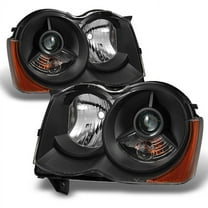 AKKON - For [Black] 2008 2009 2010 Jeep Grand Cherokee Halogen Type Projector Headlight Headlamps LH   RH Pair