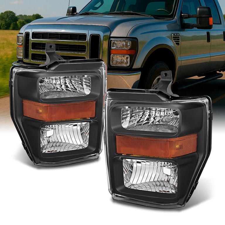 2005-2007 Ford F250 F350 F450 F550 SuperDuty LED DRL Sequential Headlights L+R | SAE-Certified | Halogen | Black | Warm White | Polished | Clear | 3 Months Manufacturer Warranty | Front | Headlight Assembly