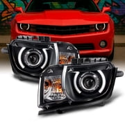 AKKON - For Black 2010 2011 2012 2013 Chevy Camaro Driver & Passenger Both Side Projector Headlights Headlamps
