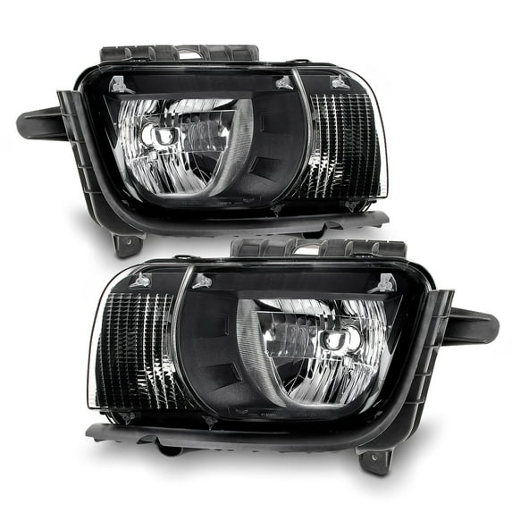 AKKON - For Black 2010 2011 2012 2013 Chevy Camaro Headlights Front Headlamps Pair Replacement Left+ Right
