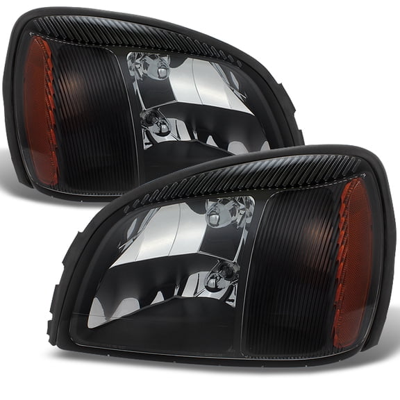 AKKON - For Black Bezel 00-05 Cadillac Deville Headlights Front Lamps Direct Replacement Pair Left + Right