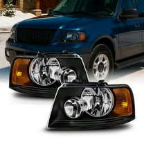 AKKON - For Black Bezel 03-06 Ford Expedition Headlights Front Lamps Direct Replacement Pair Left Right
