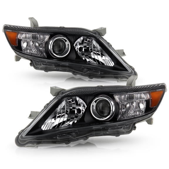 AKKON - For Black Bezel 10-11 Toyota Camry Projector Headlights Front Lamps Direct Replacement Left + Right