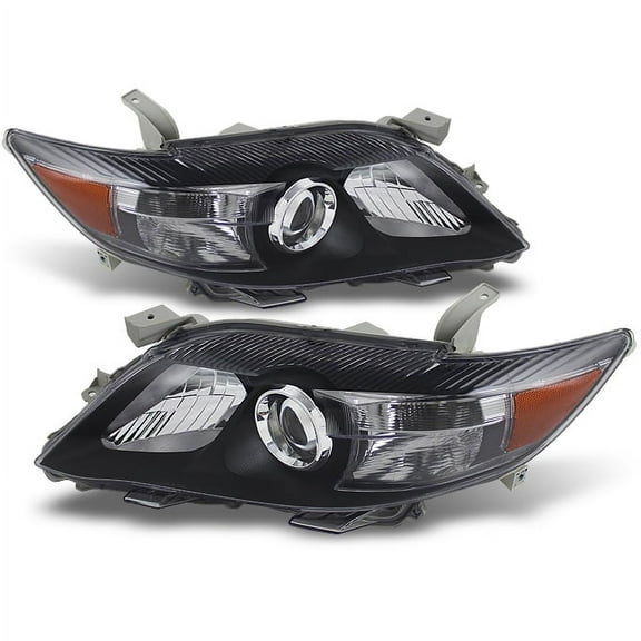 AKKON - For Black Bezel 10-11 Toyota Camry Projector Headlights Front Lamps Direct Replacement Left + Right