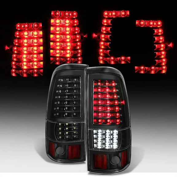 AKKON - For [Black - C-Shape Full LED Style] 1999-2002 Chevy Silverado | 1999-2003 GMC Sierra Taillights Pair Left+Right