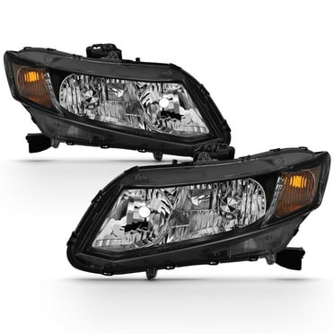 AKKON - For Black Headlights Fits Honda Civic 2012 2013 2014 2015 Sedan / 12 13 Coupe Driver Left+Passenger Right Side Pair
