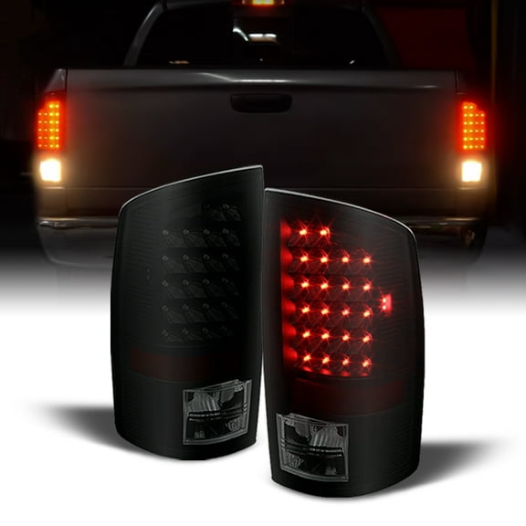 AKKON - For Black Smoke 02-06 Dodge Ram 1500 03-06 Ram 2500 3500 Pickup Truck LED Tail Lights Pair Replacement