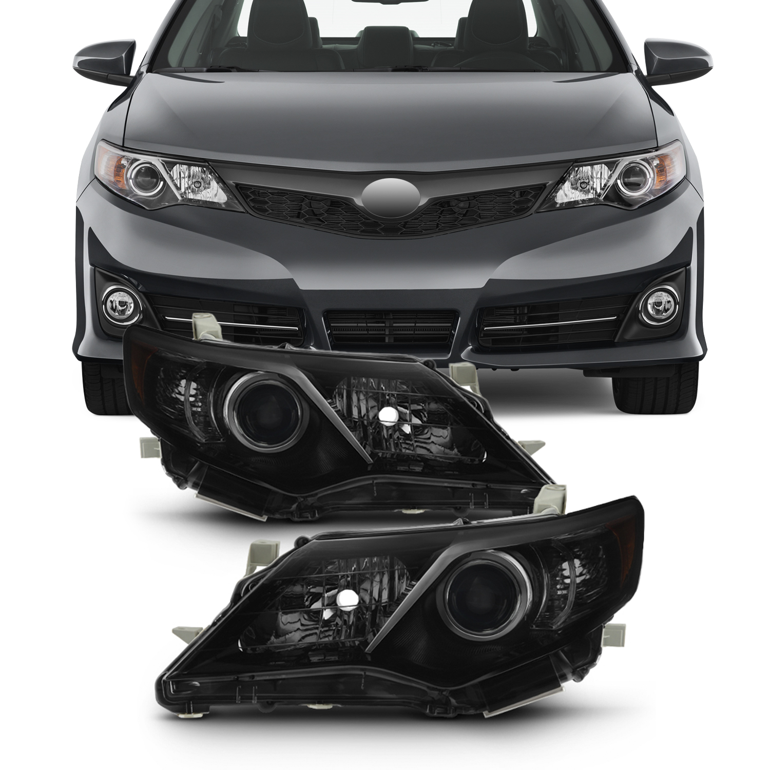 AKKON For Black Smoke 1214 Toyota Camry Projector Headlights Front