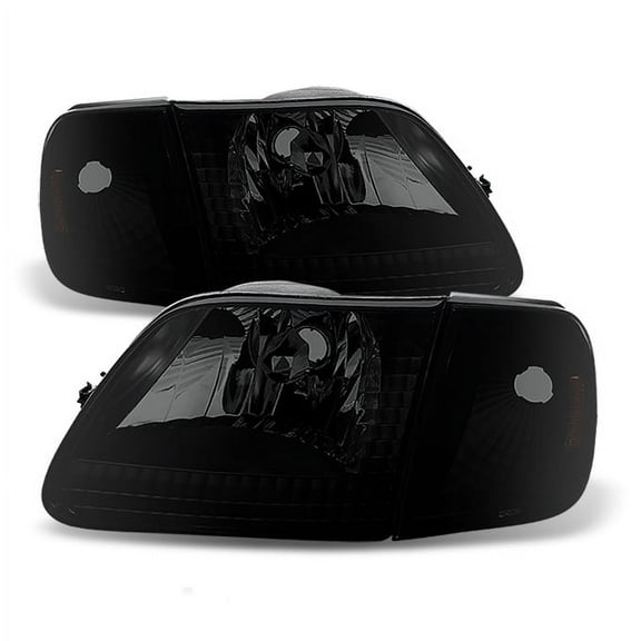 AKKON - For Black Smoke 97-03 F150 97-99 F250 LD 97-02 Expedition Headlight + Corner Signal Lamps 4 Pieces Set