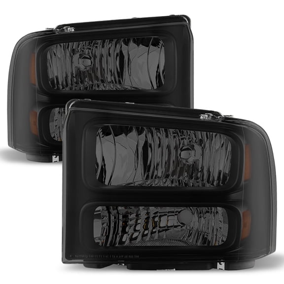 AKKON - For Black Smoke 99-04 F-Series Superduty 00-04 Excursion Headlights Front Lamps Replacement Pair