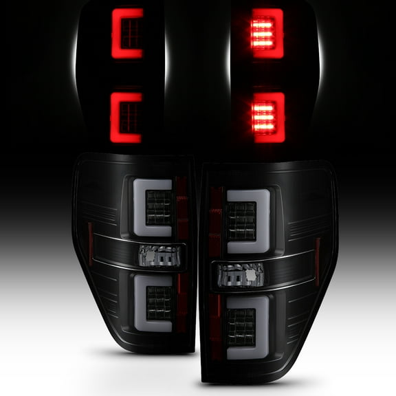 AKKON - For Black Smoked 09-14 Ford F-150 F150 Pickup Truck LED Tube Tail Lamps Brake Lights Left+Right Pair