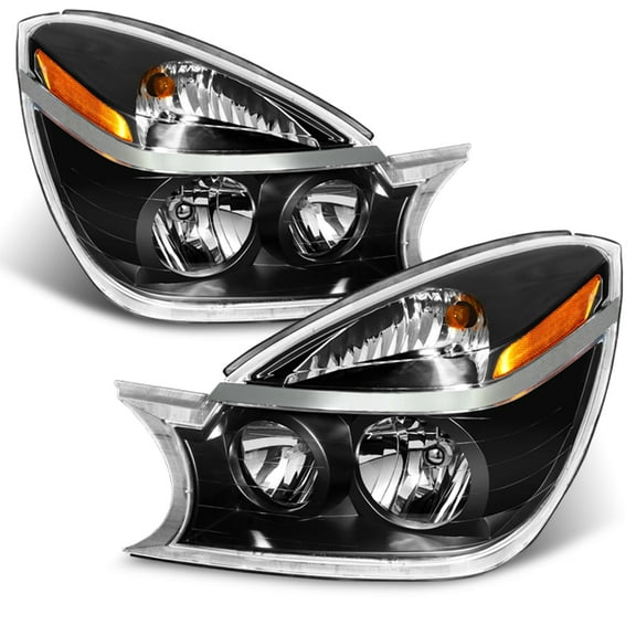 AKKON - For Buick Rendezvous OE Replacement Amber Black Bezel Headlights Driver/Passenger Head Lamps Pair New