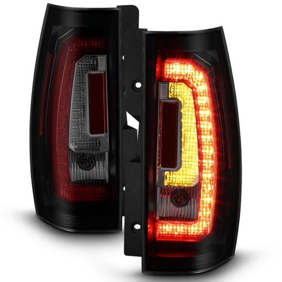 AKKON - For [C-Shape LED] 07-14 Chevy Suburban Tahoe Yukon Yukon XL Black Smoked Tail Lights Rear Brake Lamps Left+Right Pair
