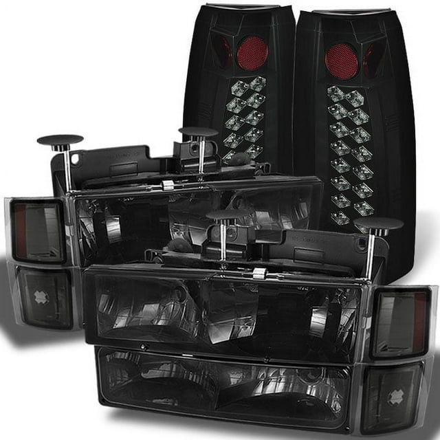 AKKON - For C10 C/K Pickup Smoke Headlights + Corner + Bumper Signal + Smoke Philips Illumines LED Tail Lights