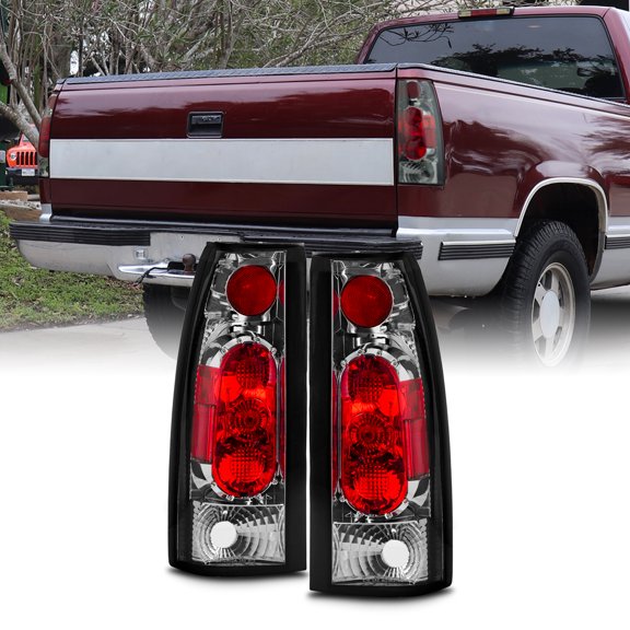 AKKON - For Chevy C/K C10 Tahoe GMC Jimmy Sierra Suburban Yukon Pickup Truck Chrome Clear Tail Lights Brake Lamps