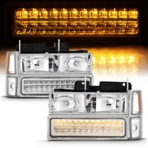 AKKON - For Chevy C/K Series Silverado Suburban Tahoe Pickup Truck Chrome Housing Headlight   LED Bumper   Corner Light Set