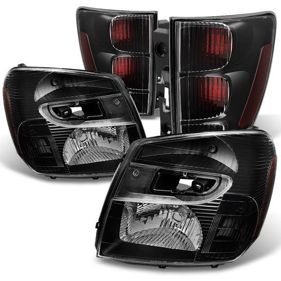 AKKON - For Chevy Equinox Black Headlights Dark Red Tail Lights Driver Left & Passenger Right Replacement Pair