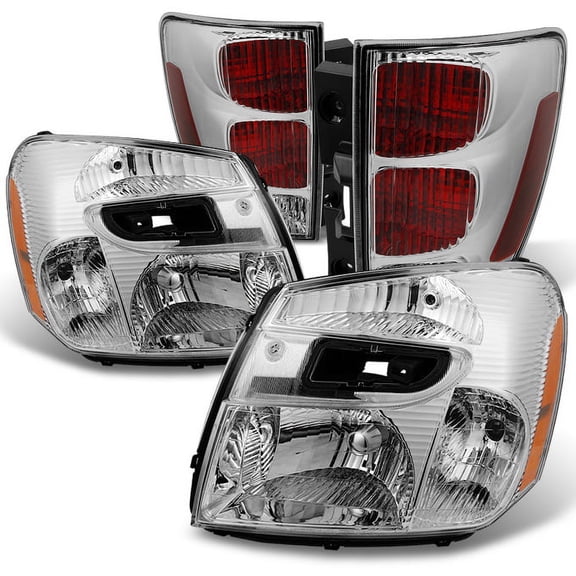 AKKON - For Chevy Equinox SUV Clear Headlights + Red Tail Lights Driver Left & Passenger Right Replacement Pair