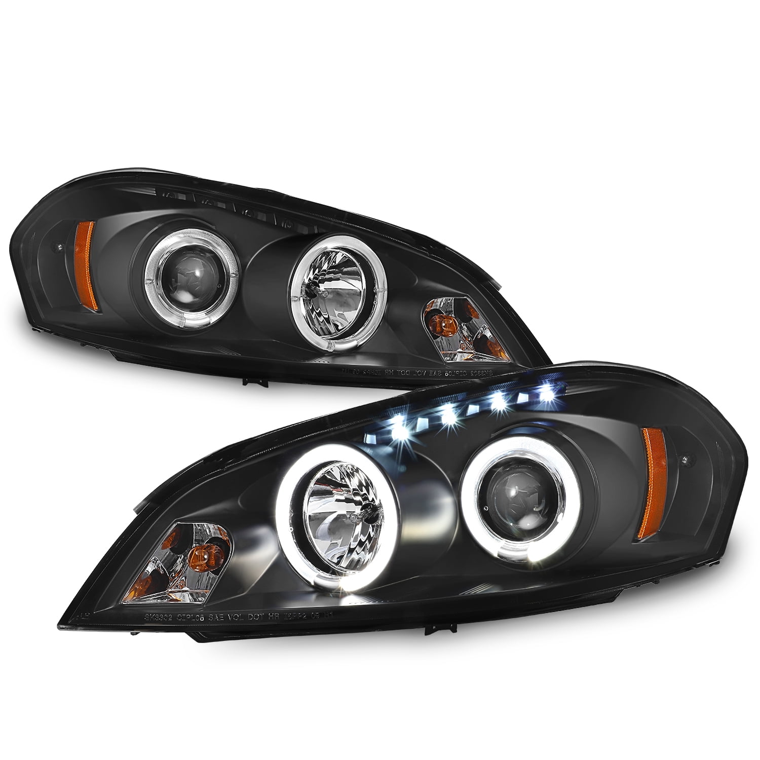 Upgrade Headlights AKKON - Black Bezel Halo Ring Projector Headlights for 2006-2016 Chevy ...