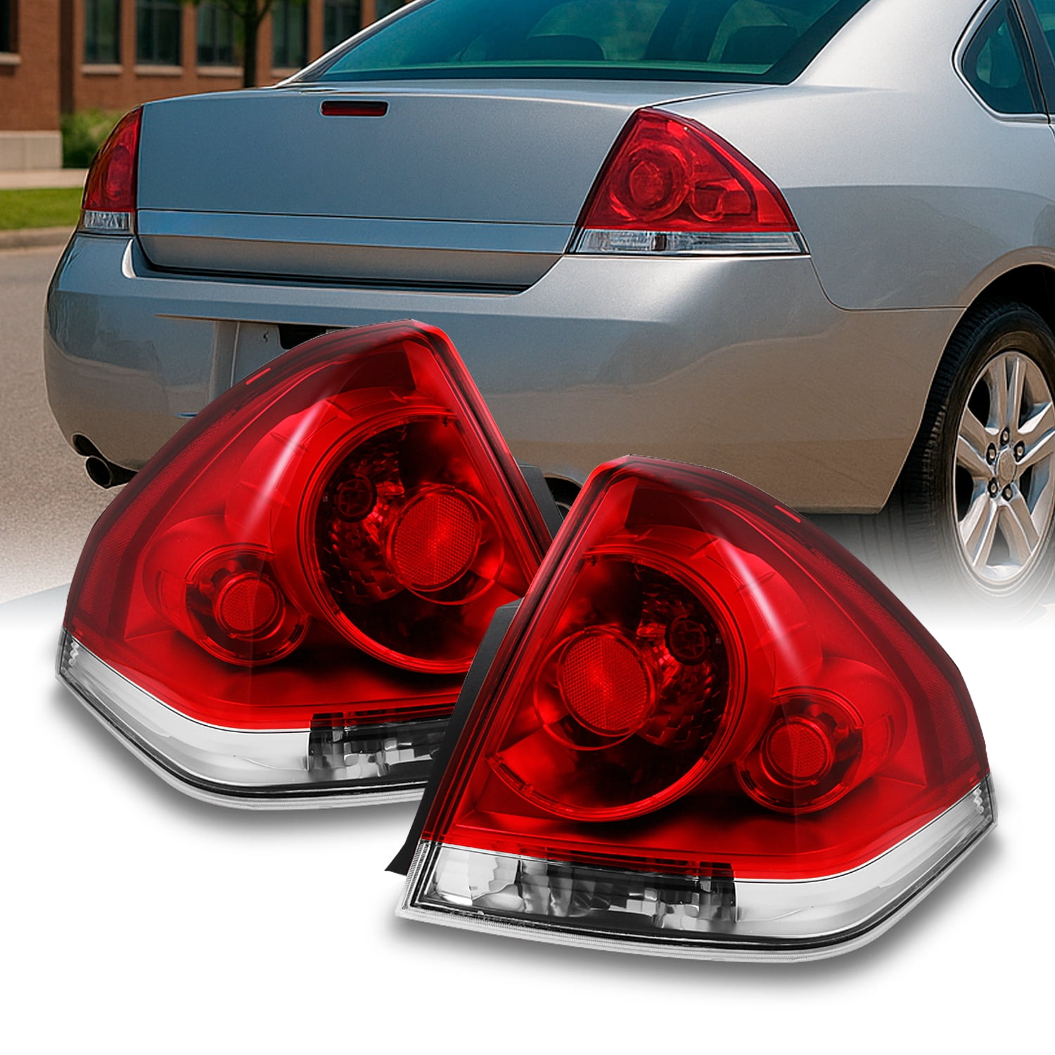AKKON - For Chevy Impala Replacement Red Clear Tail Lights Driver/Passenger Rear Lamps Pair New