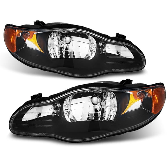 AKKON - For Chevy Monte Carlo Amber Black Replacement Headlights Driver/Passenger Head Lamps Pair New